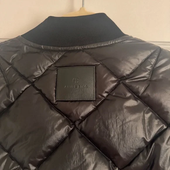 Anine Bing Leo Puffer Coat / Woman’s Extra Small XS Black with Gold Zipper - Picture 12 of 13
